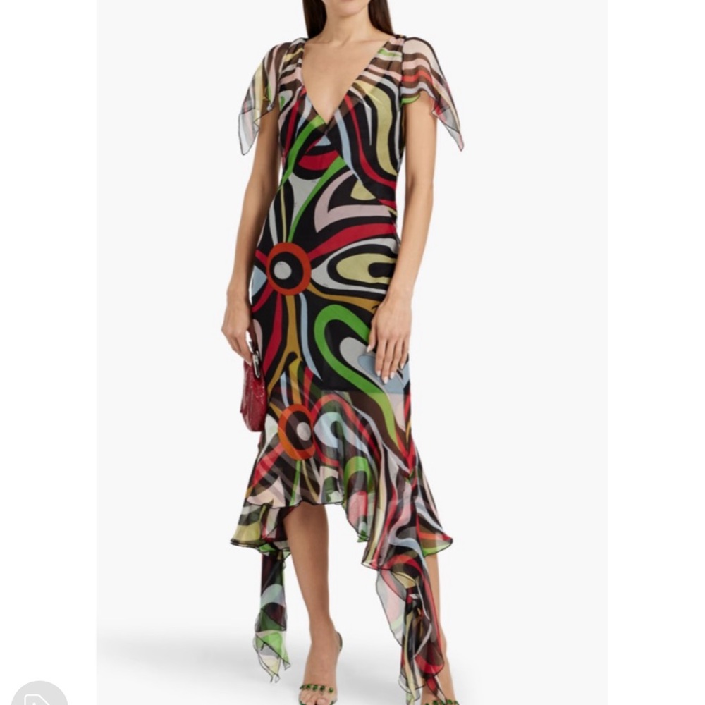 Emilio Pucci Multicolor Abstract Midi Dress